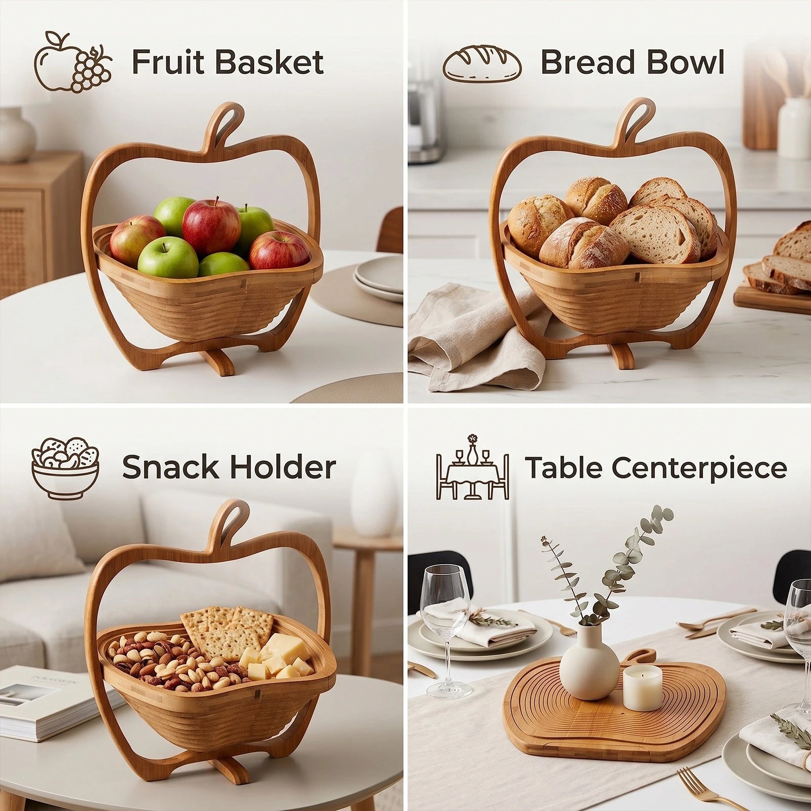 Bamboo Fruit Bowl Basket