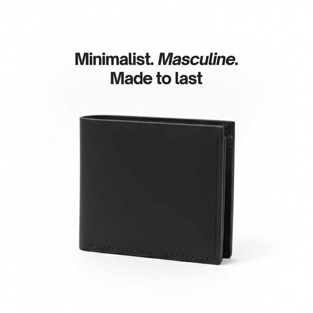 Men's Bi-Fold Leather Wallet - Black