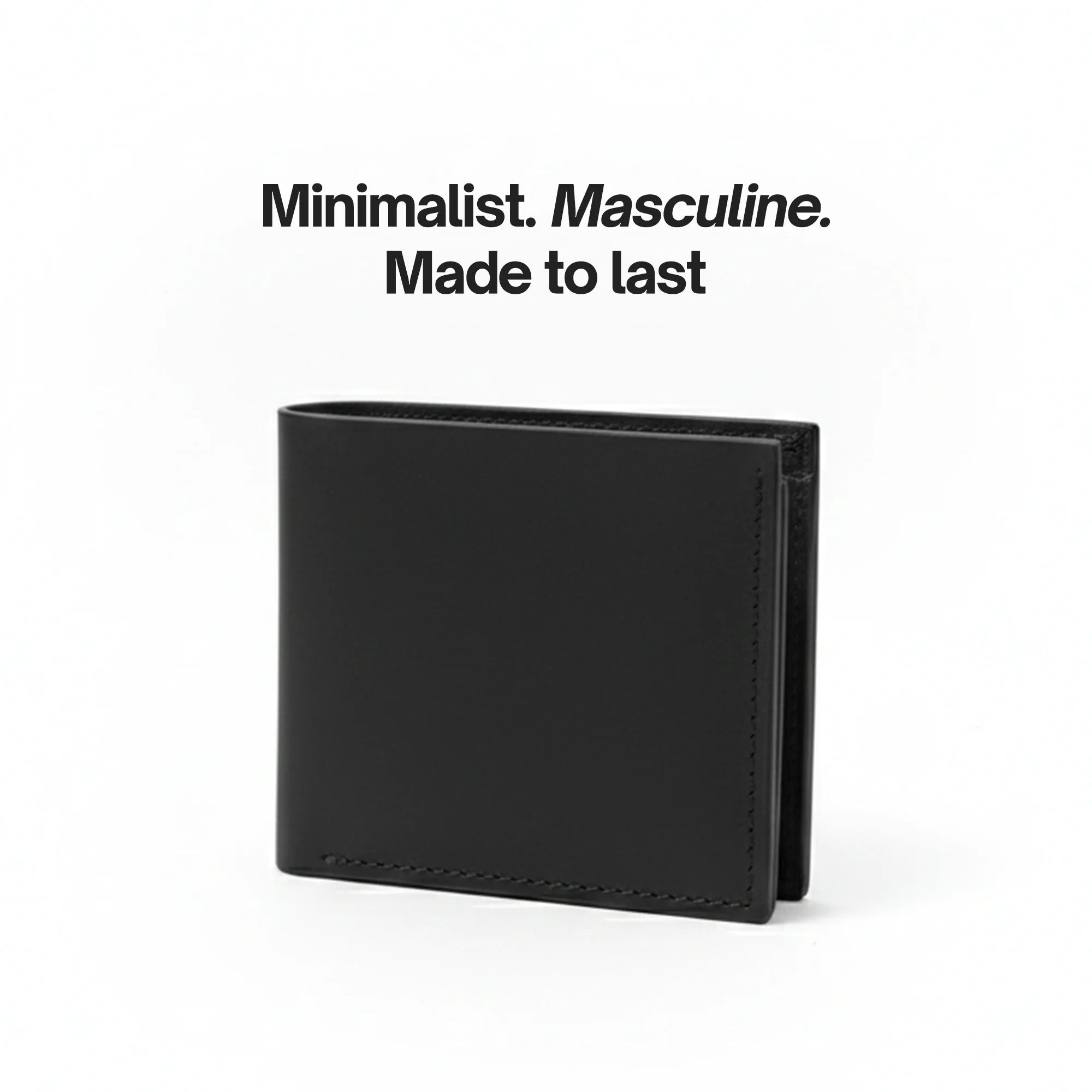 Men's Bi-Fold Leather Wallet - Black