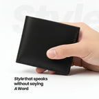 Men's Bi-Fold Leather Wallet - Black