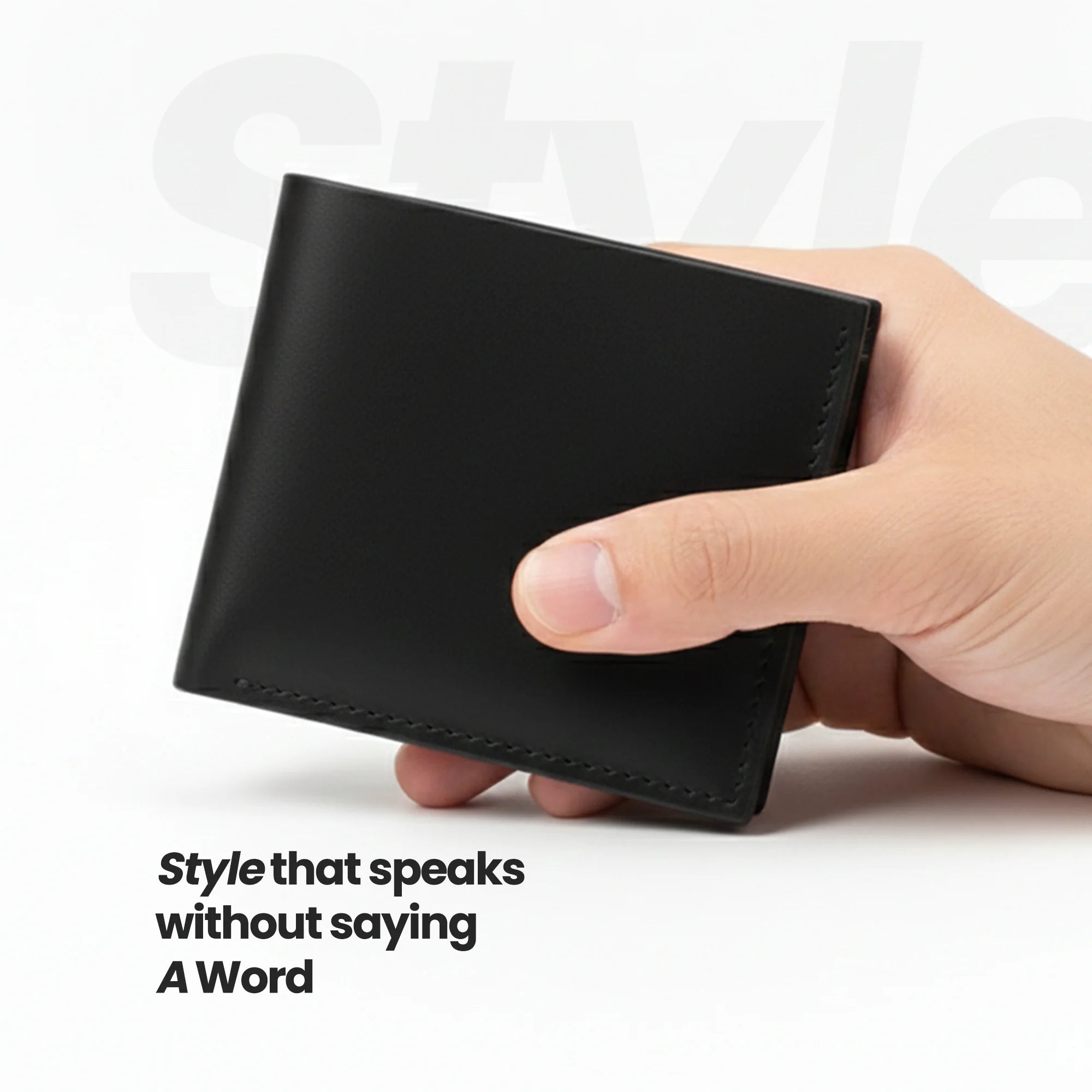 Men's Bi-Fold Leather Wallet - Black