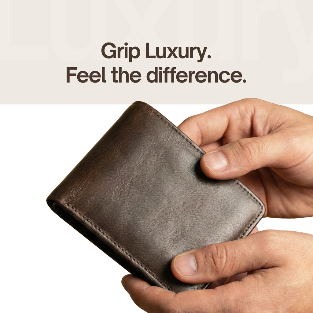 Men's Bi-Fold Leather Wallet - Dark Brown