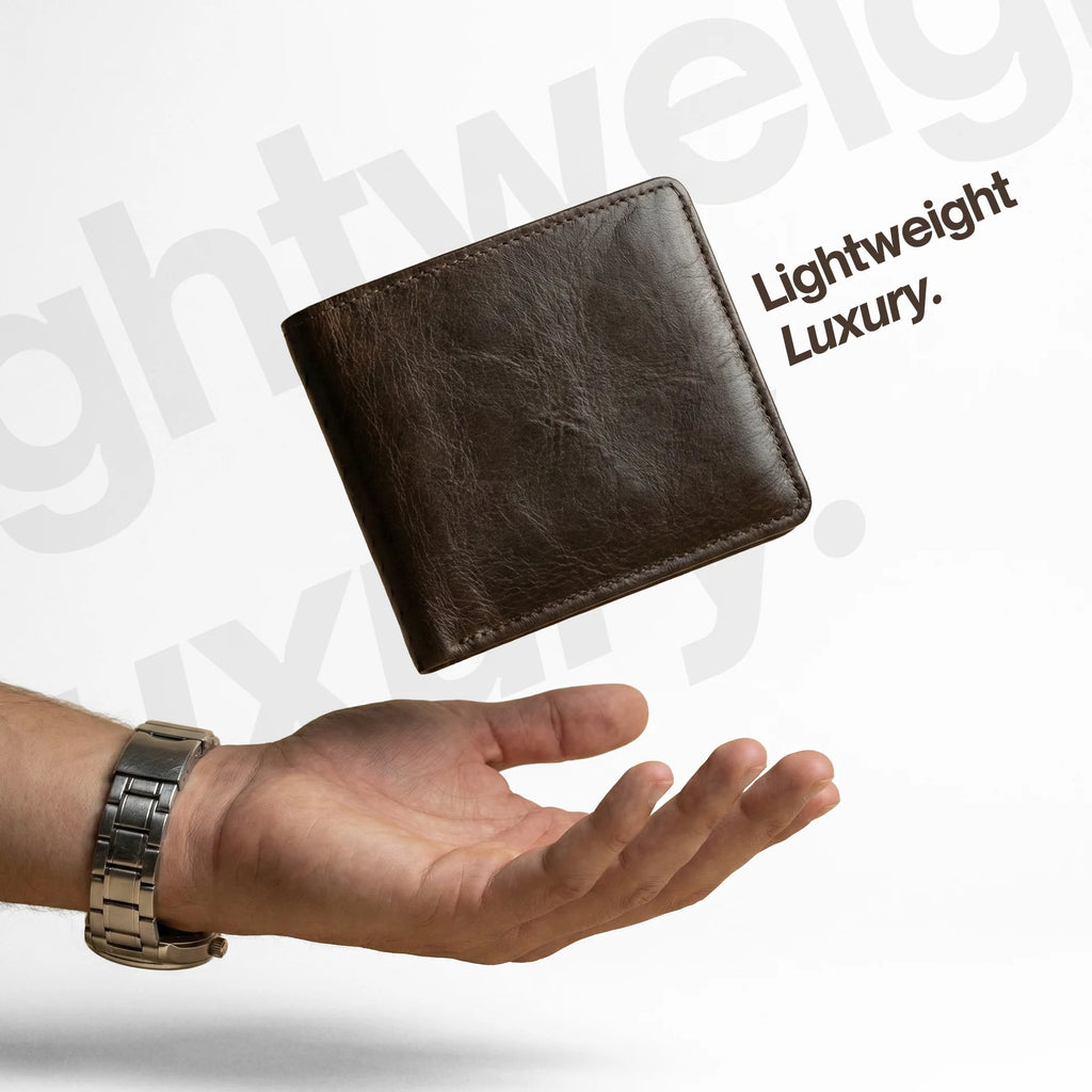 Men's Bi-Fold Leather Wallet - Dark Brown
