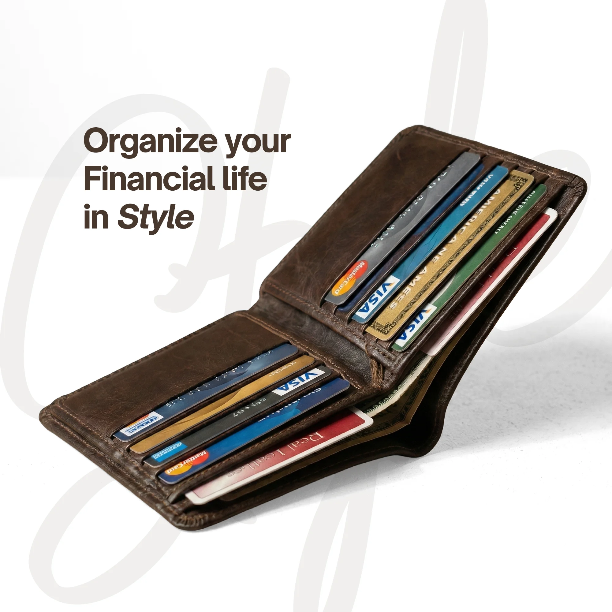 Men's Bi-Fold Leather Wallet - Brown