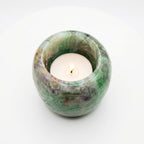 Natural Fluorite Crystal Tealight Holder for Calming Energy