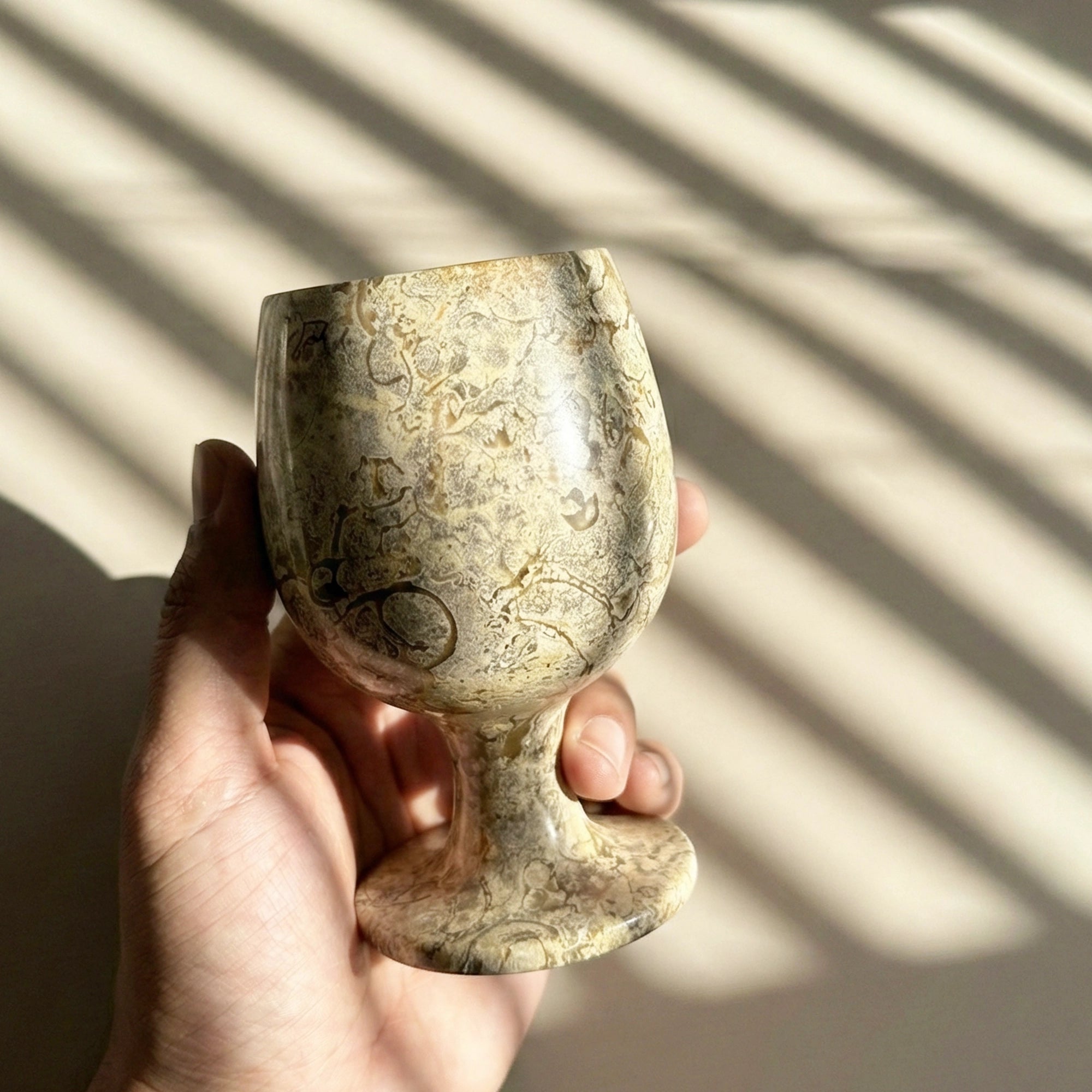 Natural Marble Stone Goblet Cup Set – Handcrafted Drinkware