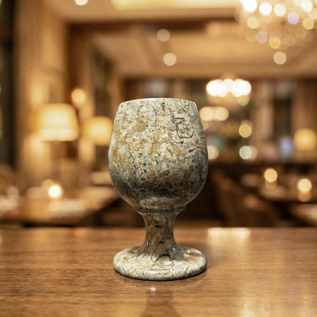 Natural Marble Stone Goblet Cup Set – Handcrafted Drinkware