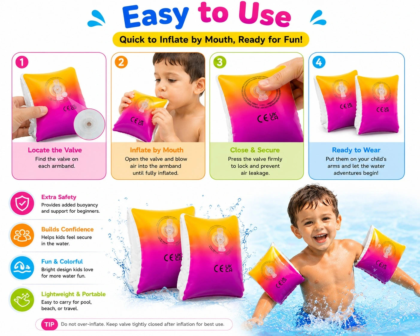 Inflatable Swimming Arm Bands for Kids