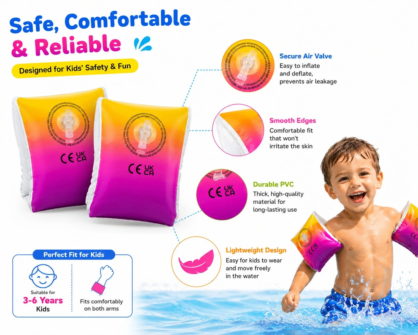 Inflatable Swimming Arm Bands for Kids