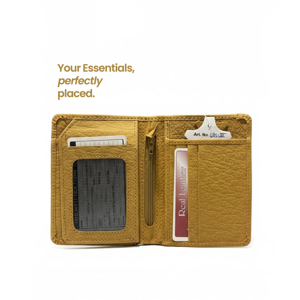 Men's Bi-Fold Leather Wallet - Light Brown