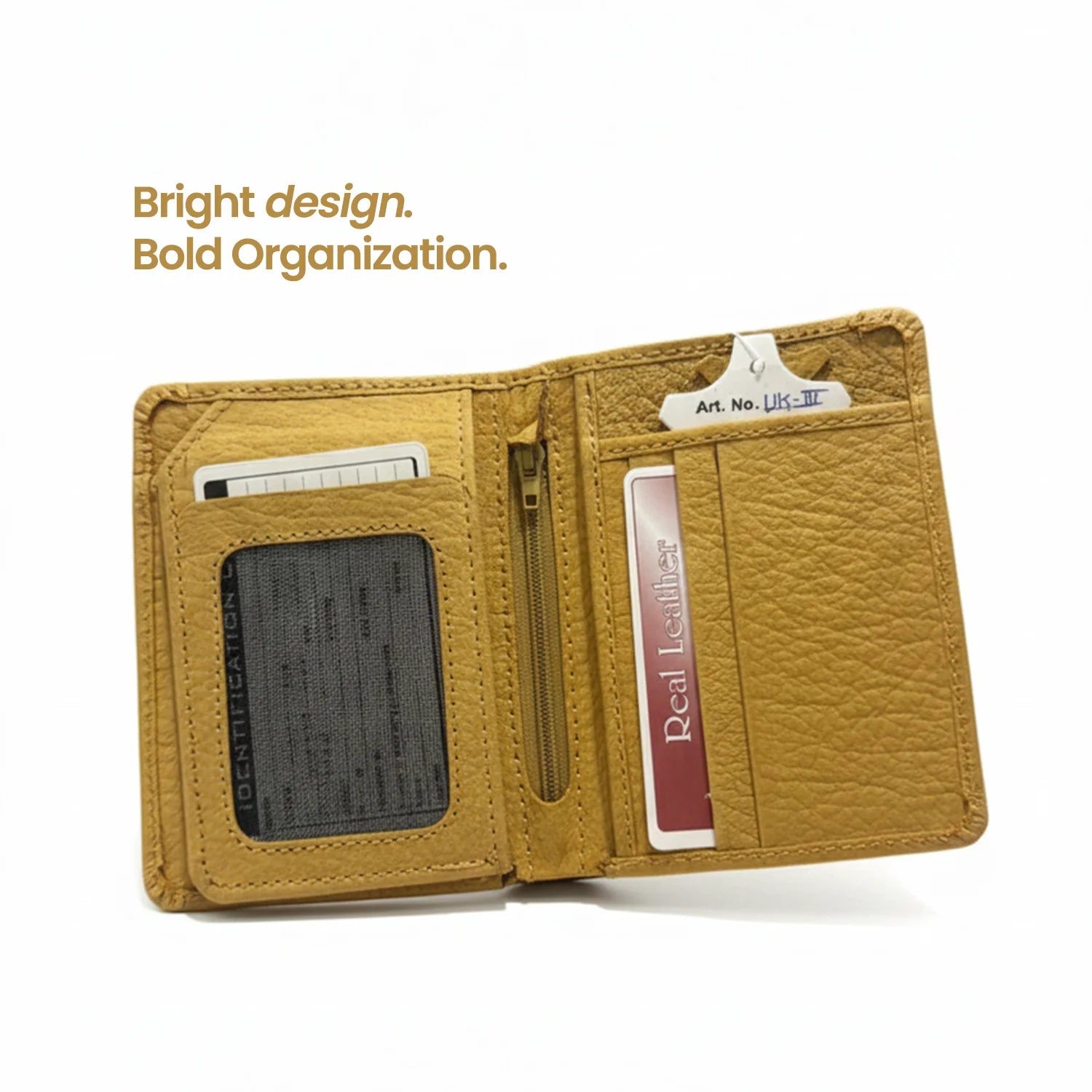 Men's Bi-Fold Leather Wallet - Light Brown