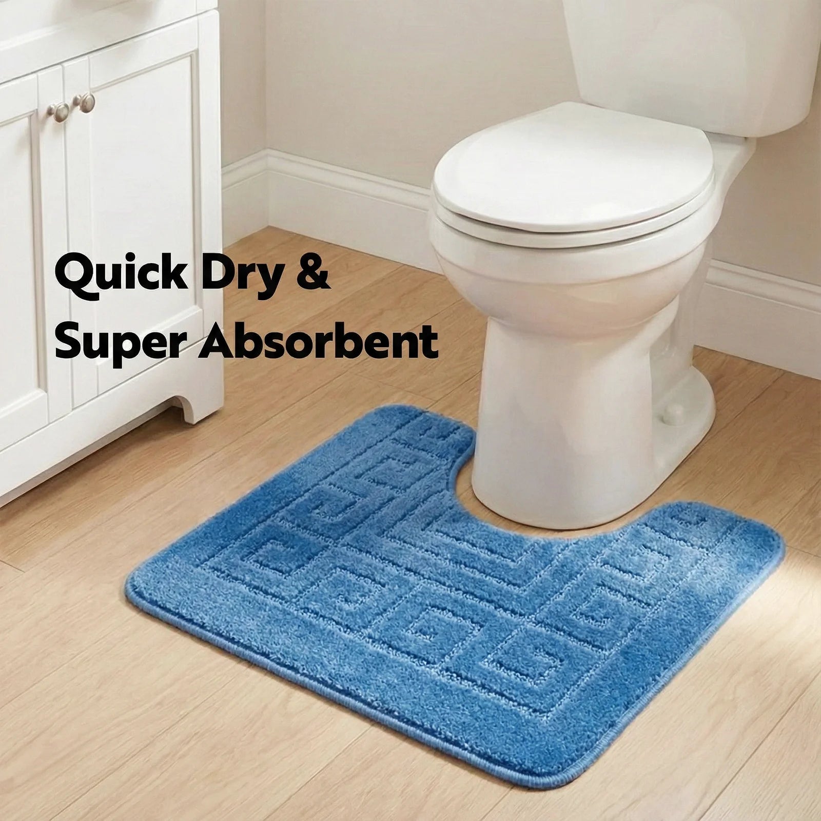 Machine Washable Bath Mat Set for Commode