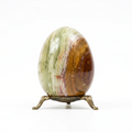 Natural Onyx Marble Egg Handcrafted Crystal with Brass Stand
