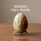 Natural Onyx Marble Egg Handcrafted Crystal with Brass Stand