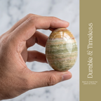 Natural Onyx Marble Egg Handcrafted Crystal with Brass Stand