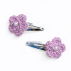 Hand Crocheted 5 Petal Flower Hair Clips - 6/12 Pcs Set