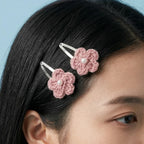 Hand Crocheted 5 Petal Flower Hair Clips - 6/12 Pcs Set