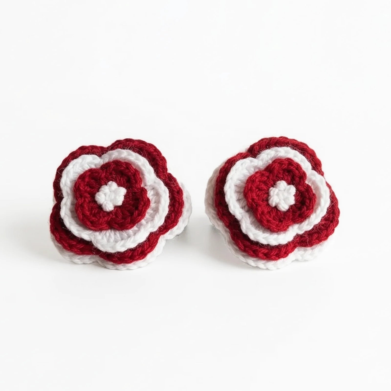 Hand Crocheted Double Layer Flower Hair Ties - Set