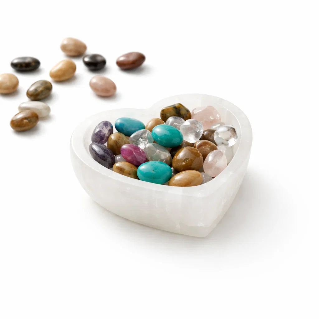 Selenite Bowl Heart Shape Natural Crystal