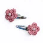 Hand Crocheted 5 Petal Flower Hair Clips - 6/12 Pcs Set