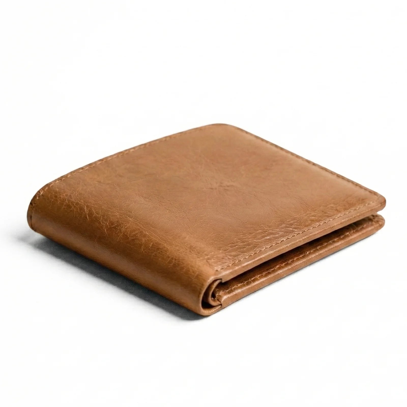 Men's Bi-Fold Leather Wallet - Warm Brown