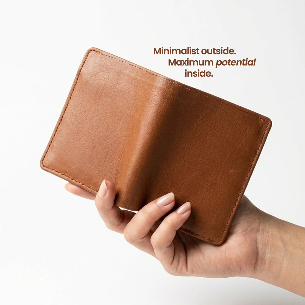 Men's Bi-Fold Leather Wallet - Warm Brown
