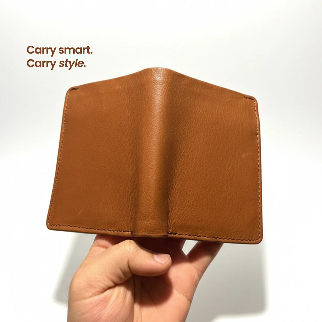 Men's Bi-Fold Leather Wallet - Warm Brown