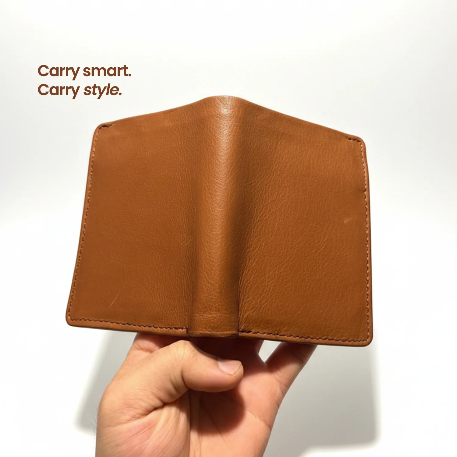 Men's Bi-Fold Leather Wallet - Warm Brown