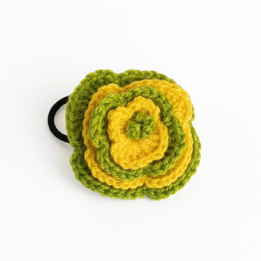 Hand Crocheted Double Layer Flower Hair Ties - Set