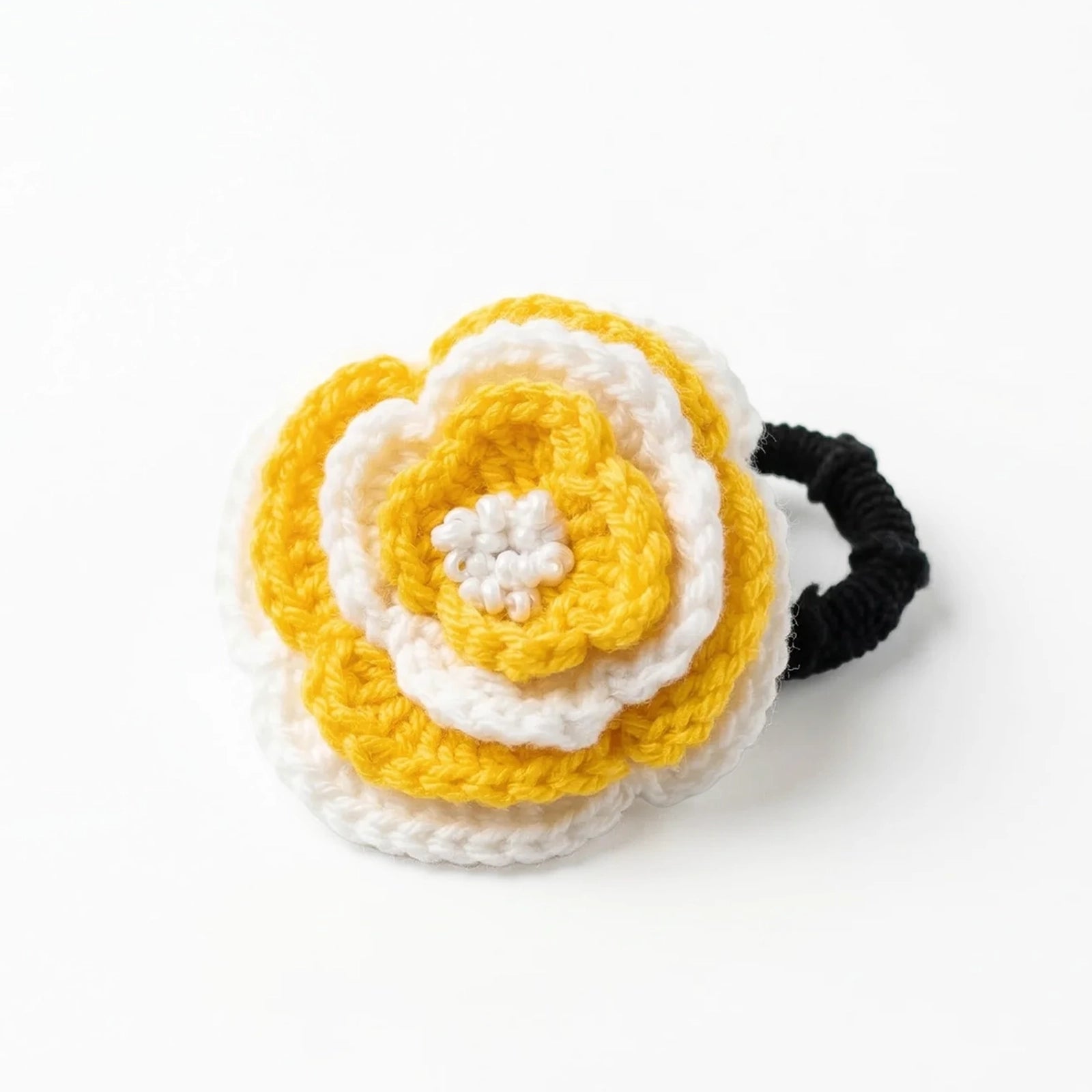 Hand Crocheted Double Layer Flower Hair Ties - Set