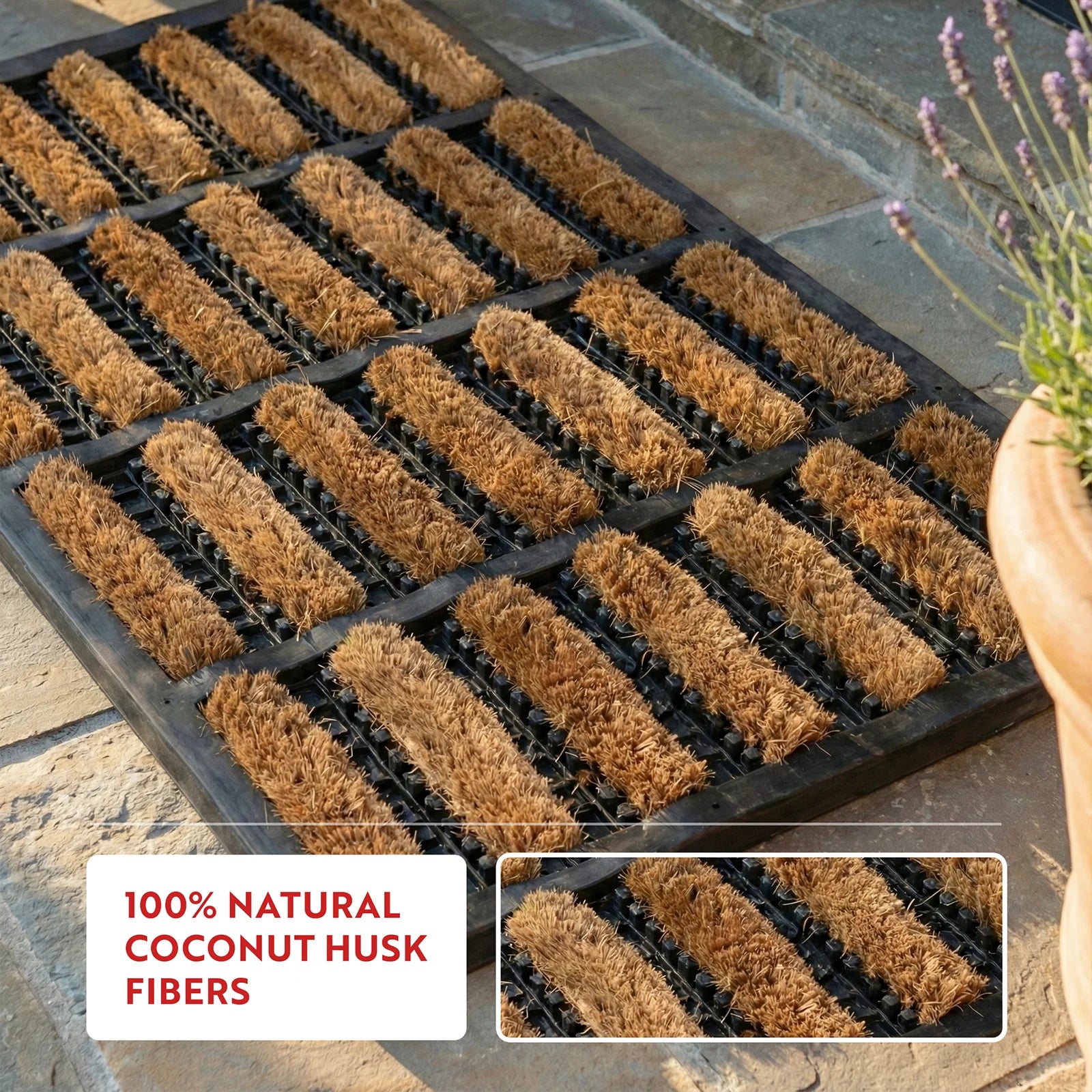 Coir Doormat Heavy Duty, Indoor Outdoor Shoe Scraper