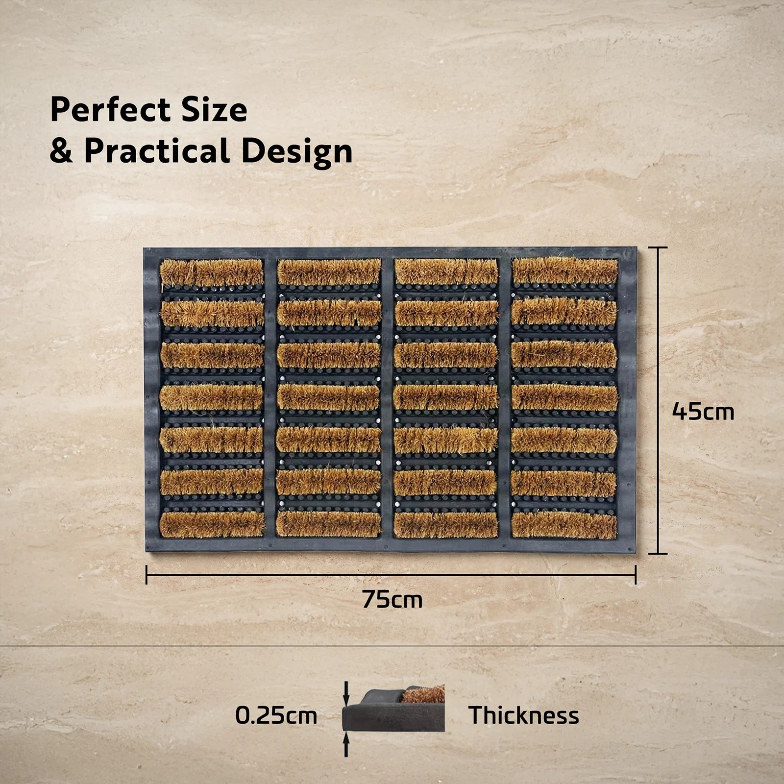 Coir Doormat Heavy Duty, Indoor Outdoor Shoe Scraper